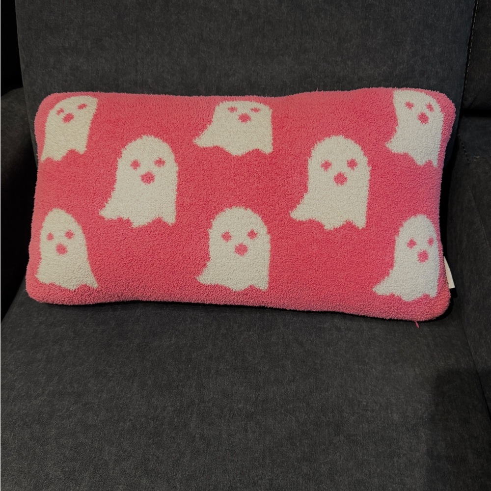 Cupcakes & Cashmere Pink and White Ghost Pillow